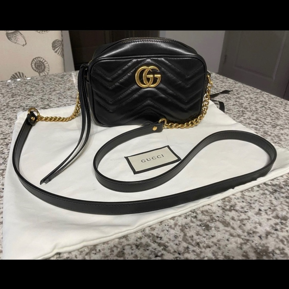 Gucci Marmont Mini Camera Bag Black Leather